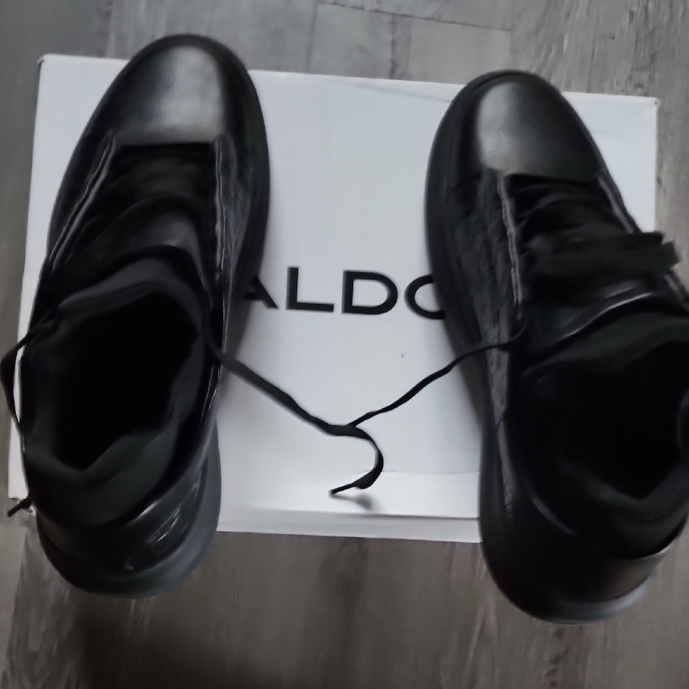 ALDO Men's Black Leather Lace-Up Sneakers - Casual Low Profile